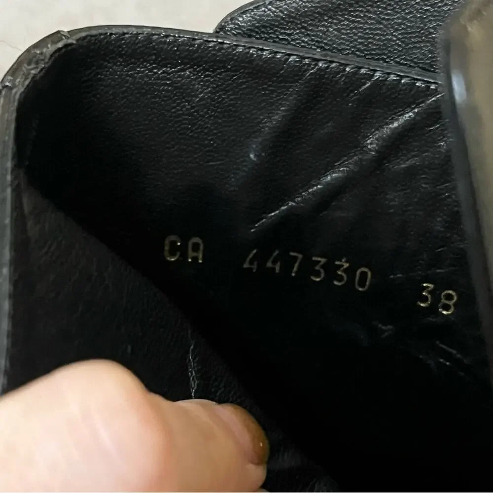 Saint Laurent Babies 90 Leather Cross Strap Ankle Boots Booties Black 38/ 8 - Picture 10 of 10